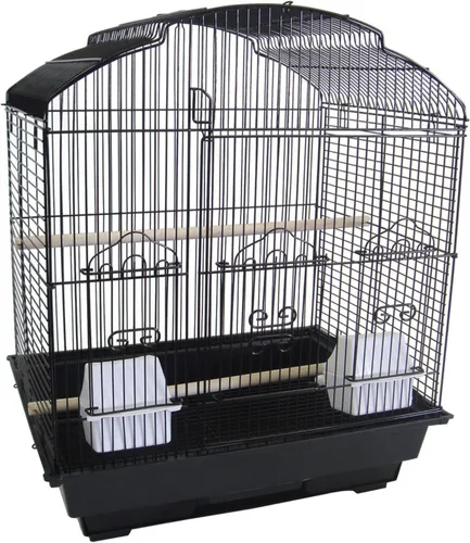 Vista 4 de YML Jaula para pájaros pequeños ShellTop con espacio de barra de 3/8 pulgadas, 18 x 14 pulgadas, color negro