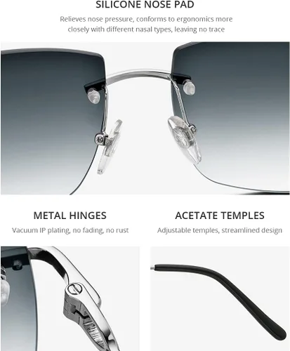 Vista 3 de HEPIDEM Gafas de sol cuadradas de gran tamaño para hombres con lente de nylon