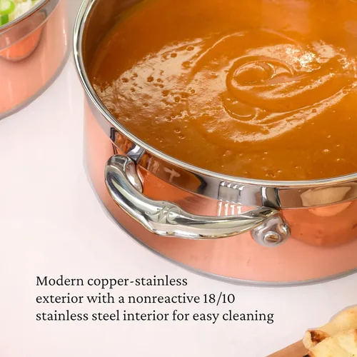 Vista 8 de Hestan - Colección CopperBond - Olla de sopa de cobre 100% puro, compatible con placa de inducción, 3 cuartos de galón