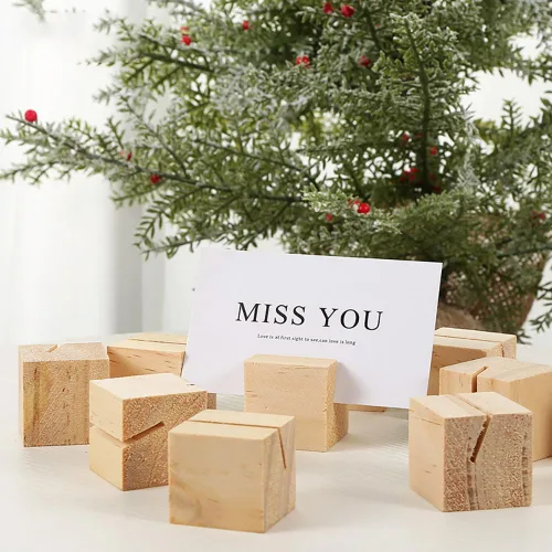 Vista 7 de 10 soportes de madera para tarjetas, soportes de madera para números de mesa, soportes para fotos, para boda, fiesta, decoración, exhibición de fotos