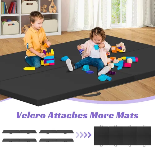 Vista 5 de BLKMTY Gymnastics Mats, Folding Exercise Mat Gym Yoga Aerobics Fitness Mats Kids' Gymnastics Tumbling Mat with Carrying Handles for Home Gym