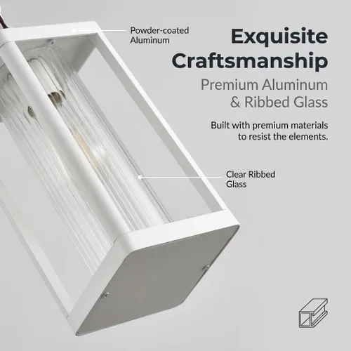 Vista 7 de Lámpara colgante para exteriores, lámpara colgante exterior para porche, lámpara colgante ajustable blanca de 14.3 pulgadas, lámpara de techo