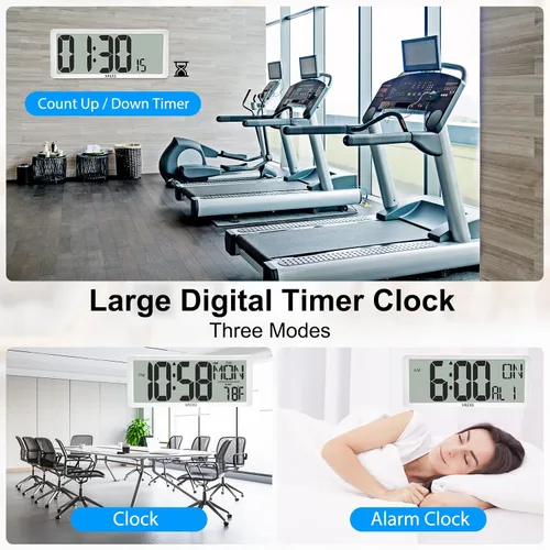 Vista 6 de XREXS Reloj de pared digital de 14.17" con retroiluminación