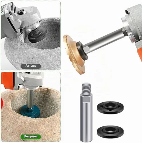 Vista 3 de Paquete de 5 accesorios para amoladora angular, 5/8-11, llave inglesa, tuerca de brida y 2 ejes de extensión de 3.937 in, compatible con Makita