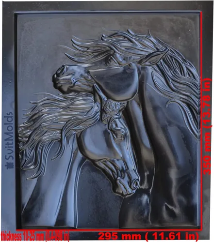 Vista 3 de SvitMolds Molde DIY Panno Panel Bas-Relief Bonito Caballo Cabeza de Corazón Placa de Hormigón Moldes Decoración Pared D82