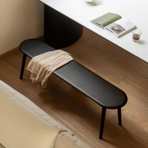Vista 17 de Banco de comedor 100% madera maciza de 47.2'', banco largo de madera de roble para mesa de comedor, pie de cama, entrada, pasillo, respaldo de sofá