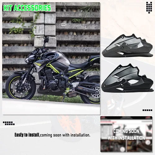 Vista 6 de Cubierta inferior del alerón del motor de la motocicleta compatible con Kawasaki Z900 2020 2021 2022 2023 2024 Z 900 marco de carrocería panel Negro