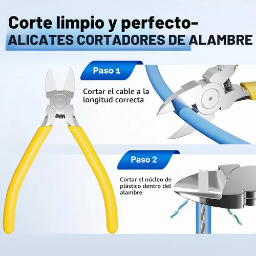 Vista 6 de Herramienta de crimpado RJ45, kit de herramientas de crimpado Cat7 Cat6 Cat5 con cortador de alambre, probador de cables de red, mini pelacables