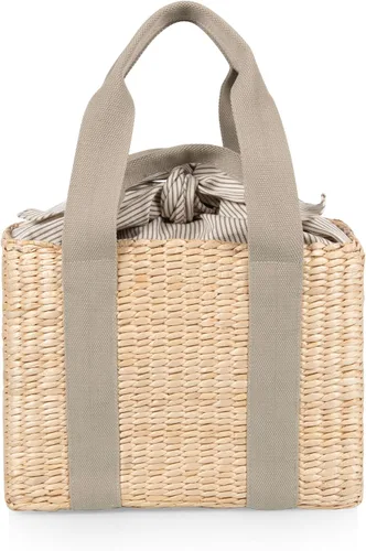 Vista 8 de Picnic TIME Cesta de picnic parisina, canasta de picnic aislada de hierba marina, impermeable, elegante, perfecta para picnic, playa, almuerzos