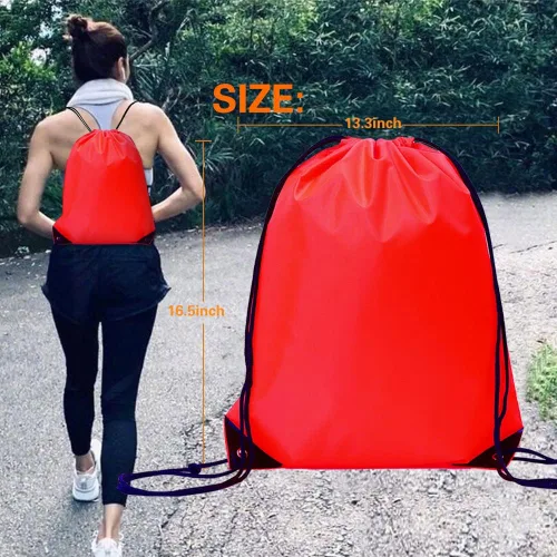 Vista 5 de Mochila con cordón a granel Draw String Bags Cinch Bolsa de poliéster, Rojo -, Classic