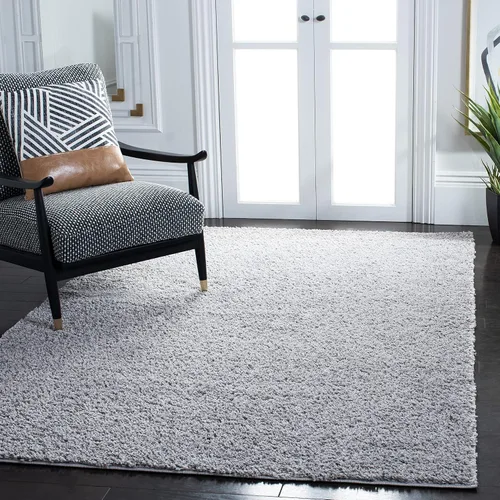 Vista 5 de SAFAVIEH Arizona Shag Collection ASG820A - Alfombra de pasillo, 2 pies 3 pulgadas x 6 pies, color crema, diseño sólido, no desprende pelusa y fácil