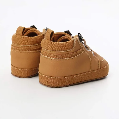 Vista 6 de Tenis de tobillo alto unisex para bebés, niños y niñas, suela de goma suave, zapatos de cuna para niños pequeños