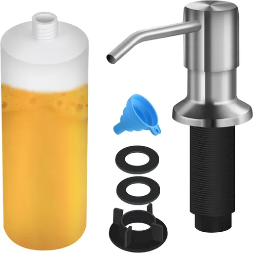 Vista 17 de Dispensador de jabón para fregadero de cocina, dispensador de jabón integrado, kit de tubo de extensión de 47 pulgadas, bomba dispensadora de loción