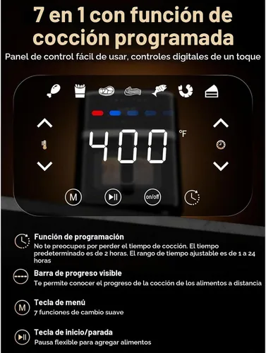 Vista 3 de Kitchen Elite Horno digital freidora de aire, olla compacta con ventana, 7 preajustes, cesta antiadherente para cocción rápida, fácil limpieza, 5.28