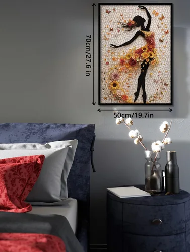 Vista 6 de Hermosas mujeres rompecabezas de flores para adultos, 1000 piezas naturales, coloridos rompecabezas de arte floral de mariposa, rompecabezas