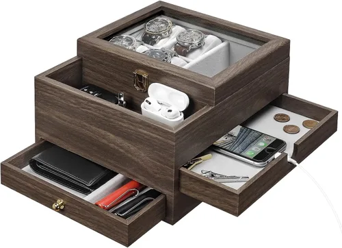 Vista 2 de Homde Paquete de caja una caja de reloj + una caja de joyería de cristal