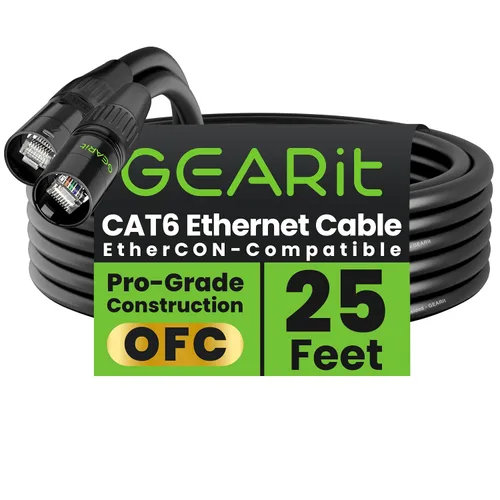 Vista 28 de GEARit Cable Ethercon CAT6 blindado (3 pies) de audio profesional e iluminación RJ45 EtherCON Cable compatible con EtherCON para estudio, escenario