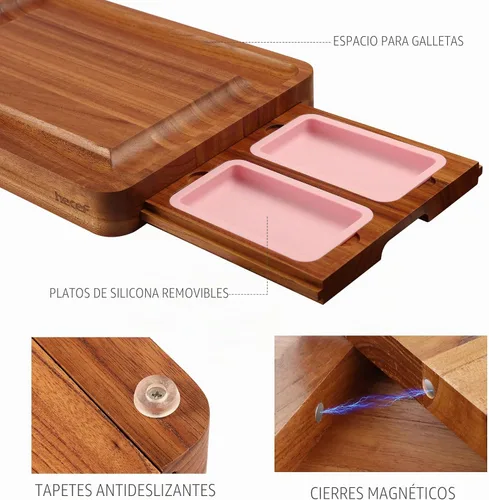 Vista 8 de hecef Juego grande de tabla de embutidos rosa con cuchillos de queso de acero inoxidable, juego de tabla de queso, bandeja de aperitivos de madera