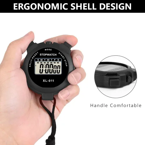 Vista 3 de Vicloon Temporizador deportivo digital, cronómetro de viaje simple con pantalla grande, temporizador dividido de una sola vuelta, fecha de alarma