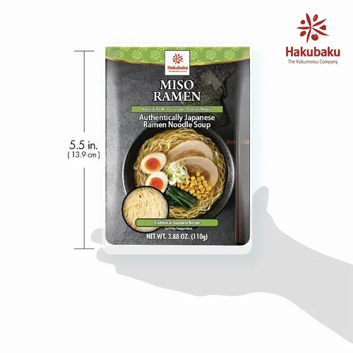 Vista 3 de Hakubaku Sopa japonesa de fideos ramen, MISO, 3.88 onzas (paquete de 6), auténtico ramen japonés no frito y fideos suaves, estable