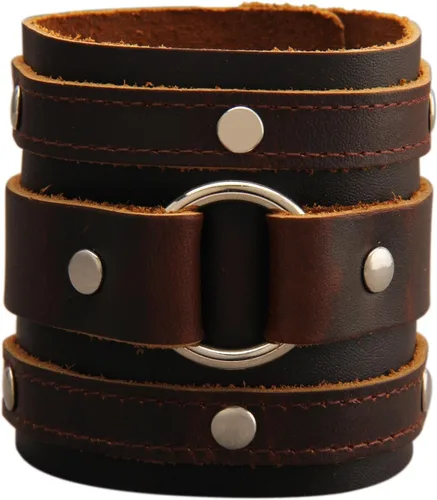 Vista 13 de GelConnie Pulsera de Cuero con Abrazadera para Hombres y Mujeres, Pulsera Vikinga de Cuero Gruesa, Pulseras de Cuero para Hombres, Pulsera