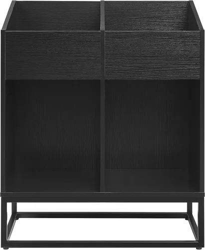 Vista 2 de Crosley Furniture Enzo - Moderno soporte de almacenamiento de discos de vinilo, estantes abatibles orientados hacia adelante para discos, color negro