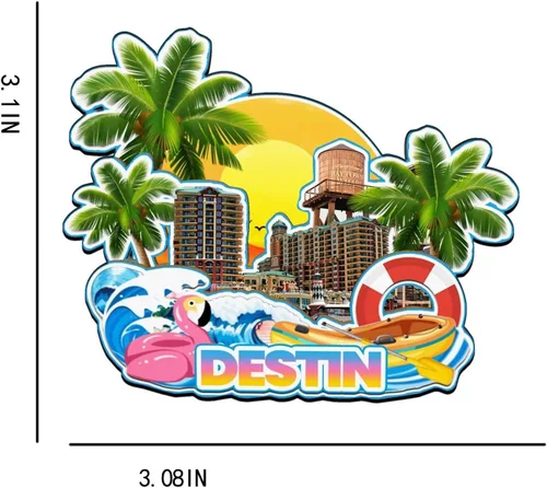 Vista 3 de Destin Florida USA imán de nevera de madera 3D monumentos de viaje coleccionables recuerdos decoración hecha a mano -2693