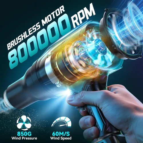 Vista 3 de Soplador de hojas de 800,000 RPM compatible con Makita18V: soplador de polvo inalámbrico Ecarke Turbo Jet Soplador eléctrico de mano alimentado