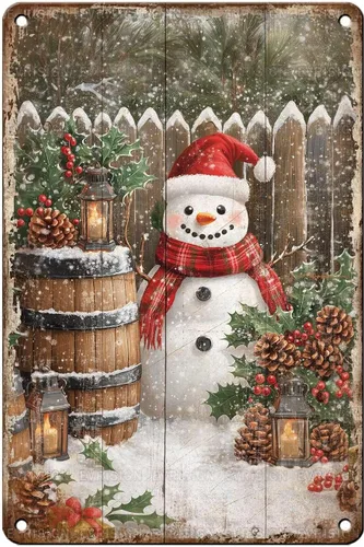 Vista 18 de Letrero de metal con texto en inglés "Just a Girl Who Loves Christmas", póster de hojalata para árbol de Navidad, decoración conmovedora de pared