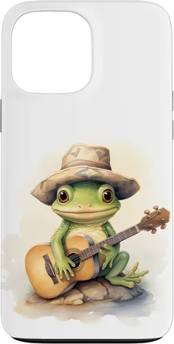Vista 25 de Cute Little Green Frog Playing Guitar Case for iPhone 16