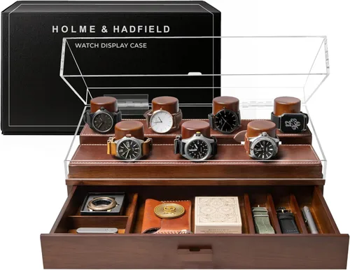 Vista 12 de Holme & Hadfield Vitrina de reloj de lujo de 4 ranuras con cubierta con Negro
