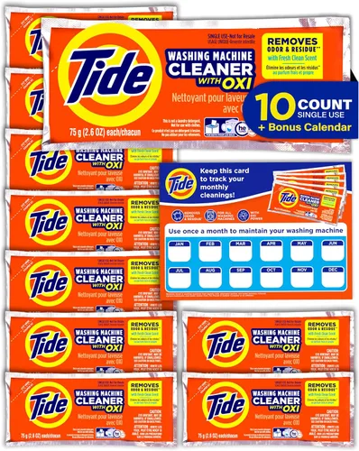 Vista 8 de Limpiador de lavadora de Tide, limpiador de lavadora con Oxi para lavadoras de carga frontal y superior, eliminador de residuos y olores profundos