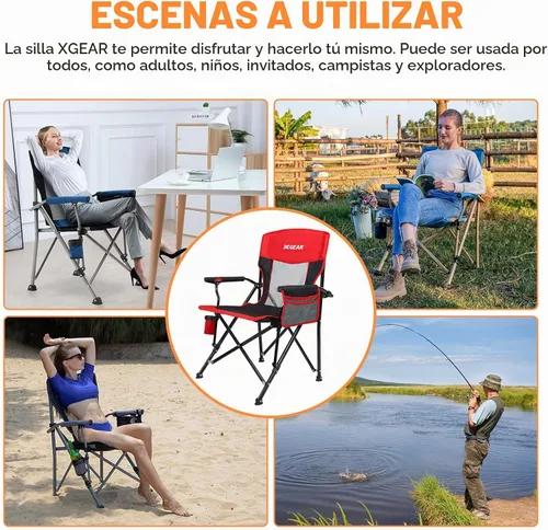 Vista 7 de Silla de camping para adultos, 350 libras, respaldo de malla transpirable