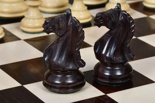Vista 3 de Fierce Knight Staunton Wooden Chess Pieces – 3.5" King in Indian Rosewood & Boxwood for Tournament and Collector Use
