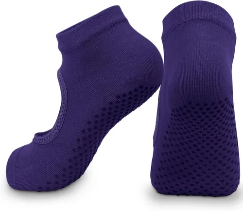 Vista 4 de Habselikob Calcetines de agarre para pilates, calcetines de yoga para mujer, calcetines antideslizantes para pilates, yoga, ballet, baile, barre Toe