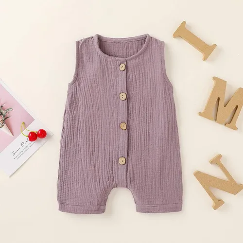 Vista 2 de Conjunto de ropa de algodón y lino para bebés recién nacidos y niñas