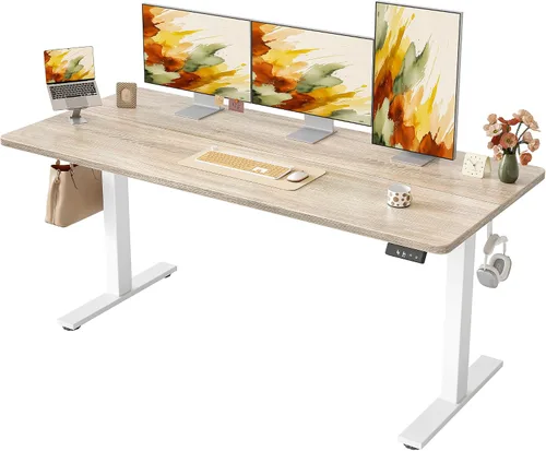 Vista 19 de TIQLAB Escritorio de pie eléctrico ajustable de altura de 48 x 24 pulgadas Arce