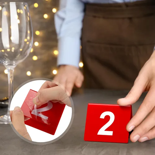 Vista 6 de Tuanse Table Numbers 1-25 Tiendas de mesa de acrílico de doble cara, rojo