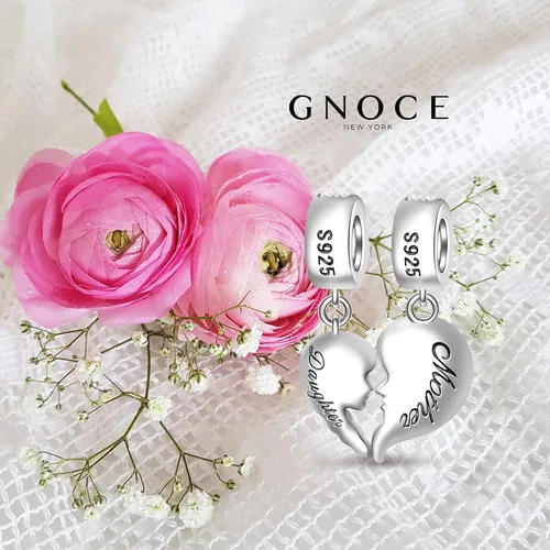 Vista 3 de GNOCE Dijes familiares de plata de ley 925 con colgante de plata de ley 925 para pulsera collar joyería regalos para madre y padre