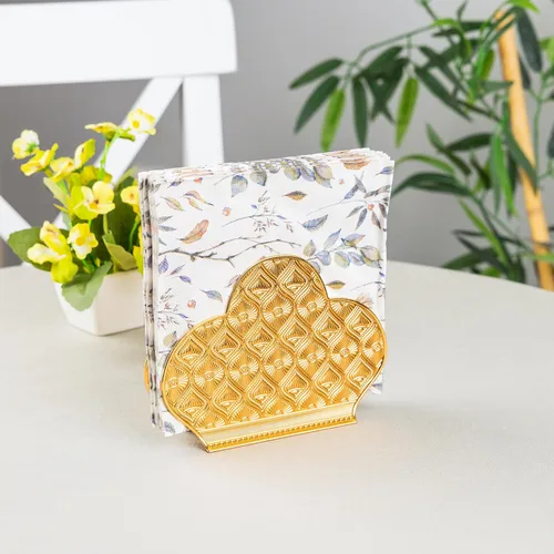 Vista 2 de Alisveristime Servilletero Zamac - Organizador decorativo elegante de metal para uso en mesa o encimera (dorado)
