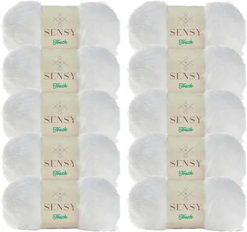 Vista 21 de Sensy Touch - Ovillo de lana, 3.5 onzas, 268 yardas, calibre 3 claro (blanco)