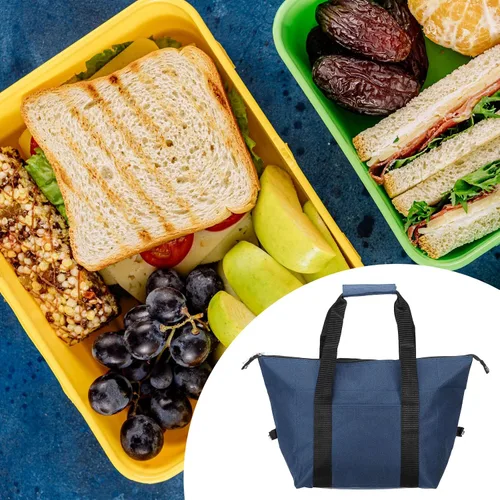 Vista 6 de PATIKIL Bolsa de almuerzo aislada, tela Oxford, impermeable, lonchera térmica portátil, contenedor de alimentos para el trabajo, oficina, picnic al