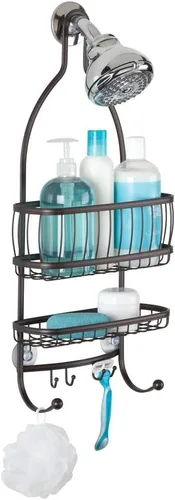 Vista 3 de iDesign 61971 York Lyra - Organizador colgante para ducha, 10 x 4 x 22 pulgadas, bronce