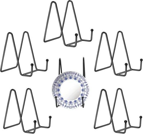 Vista 12 de Kruodop Soportes de Placa de 10 Pulgadas para Exhibición, Paquete de 3 Soportes de Placa para Exhibición, Soporte de Caballete de Marco de Metal