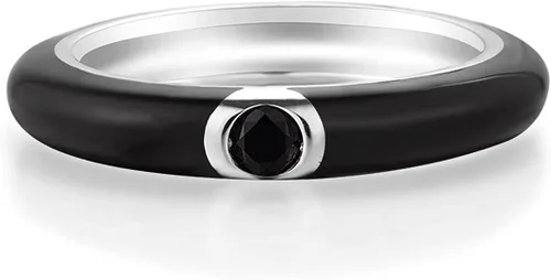 Vista 2 de Santuzza Anillo apilable esmaltado de plata de ley 925 con circonita cúbica, arco iris, eternidad, anillos apilables para mujer