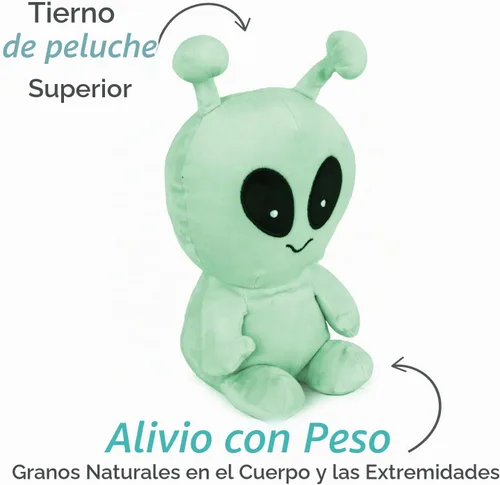 Vista 3 de 1i4 Group Warm Pals - Peluche alienígena que brilla en la oscuridad, apto para microondas y con peso, peluche térmico para calidez, juguete lindo