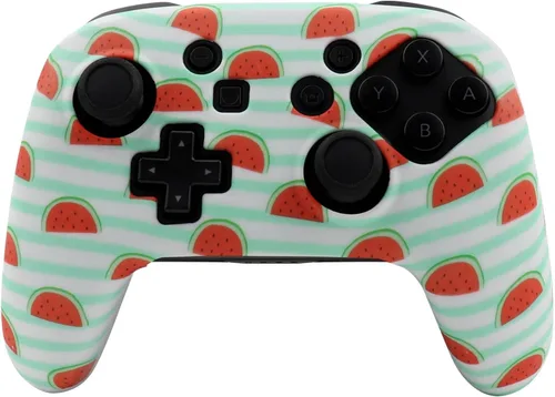 Vista 2 de RALAN Funda de silicona para frutas compatible con el controlador NS Switch Pro con 8 bonitas tapas de agarre para pulgar.