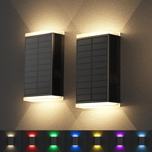 Vista 13 de Lámpara solar de pared para exteriores, 3000/4000/6000K, 3 modos de iluminación del atardecer al amanecer, aplique de pared IP67, impermeable