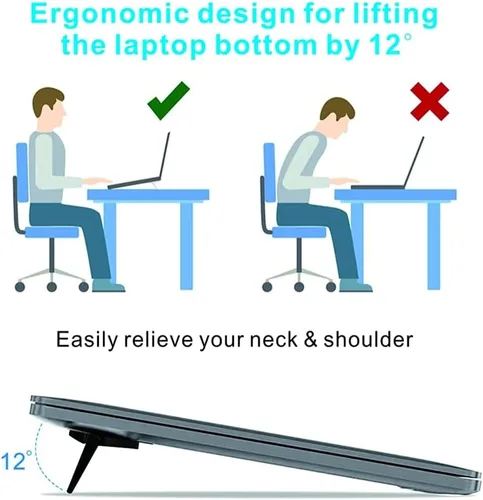 Vista 3 de Soporte autoadhesivo portátil para laptop, plegable, invisible, ergonómico, soporte de computadora de escritorio para MateBook X Pro, para D14