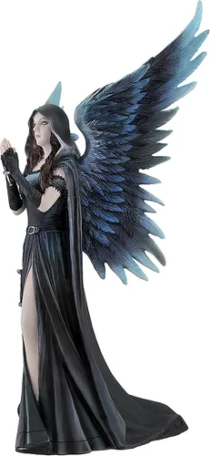 Vista 3 de Veronese Design Anne Stokes Harbinger Ángel de la Muerte Estatua 10 pulgadas. Alto, 6 pulgadas. Largo, 6 pulgadas. Resina ancha y negra fundida
